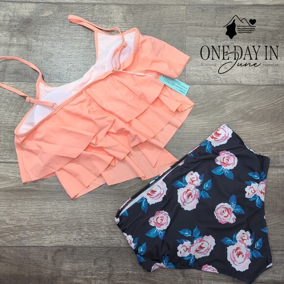 Adisputent High Waist Flounce Bikini Swimsuit Size L - Picture 6 of 6